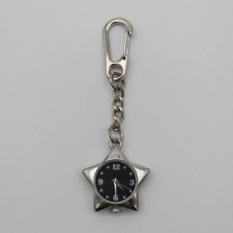 Star Pocket Watch Clock Keychain Zinc Alloy Trinkets Bag Charms Original Design Creative Pendant