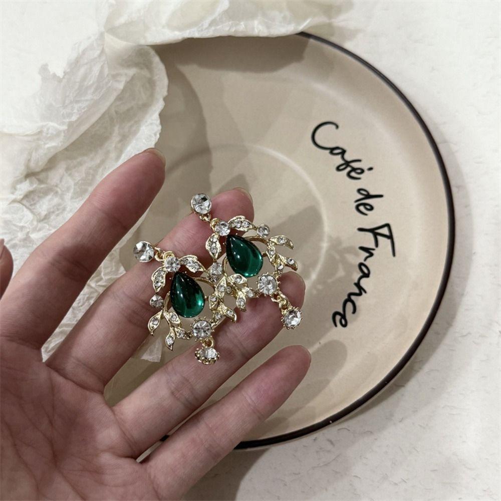 Korean Style Green Crystal Jewelry Set Multifunction Sparkling Necklace Women