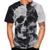 Fashionable Men's Short Sleeved 3D Digital Printed Skull Pattern T-shirt Trendy Versatile Top