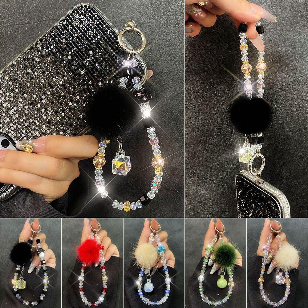 Hand-beaded Mobile Phone Lanyard Strap Crystal Car Keychain New Bag Pendant  Ornament