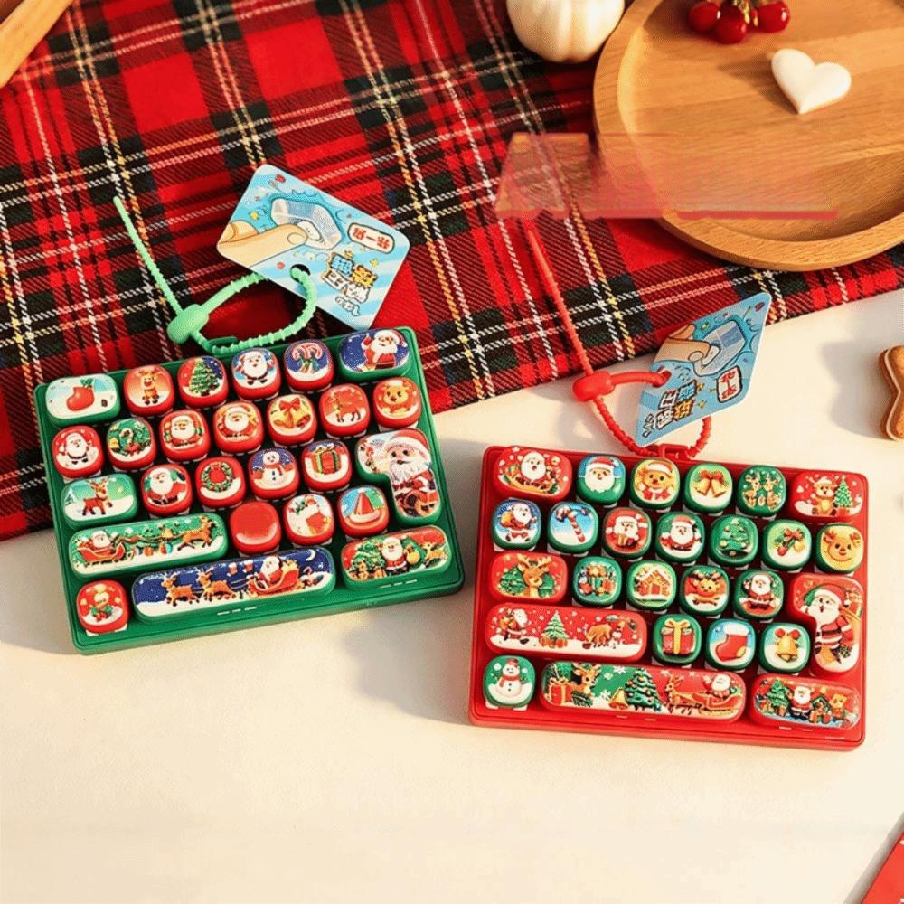 Cartoon Christmas Keychain Creative Button Decompression Toy Christmas Gift Pendant