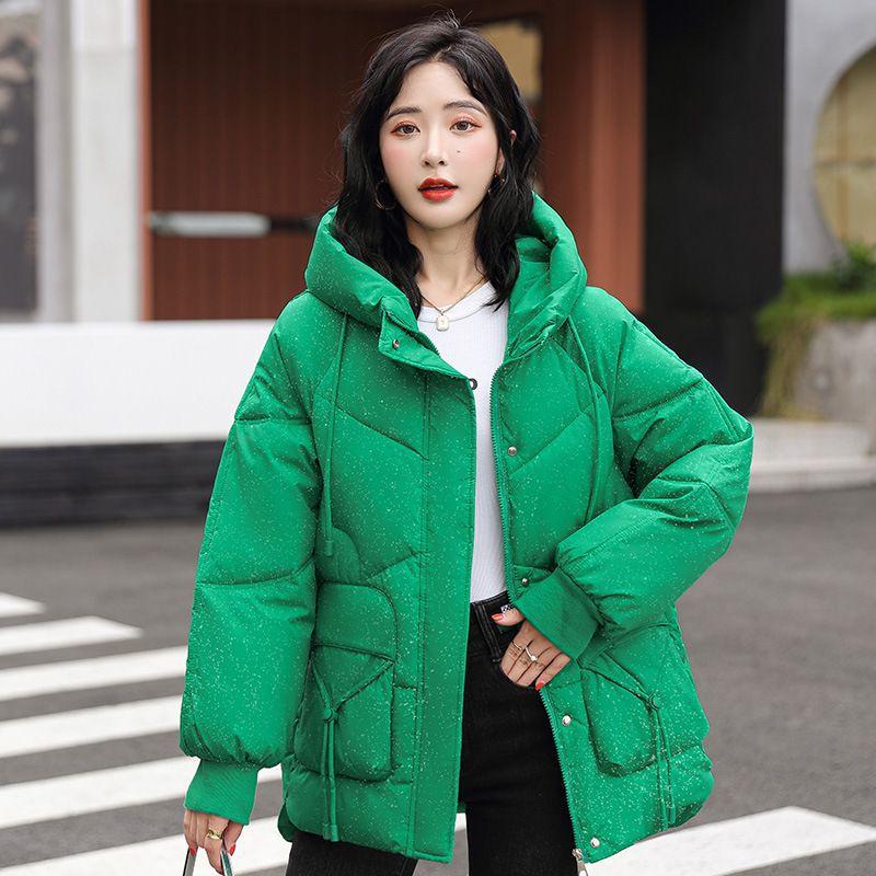 Winter Down Cotton Jacket Warm Casual Korean Style Loose Basic Women Hooded Parka Fashion Oversize Coat