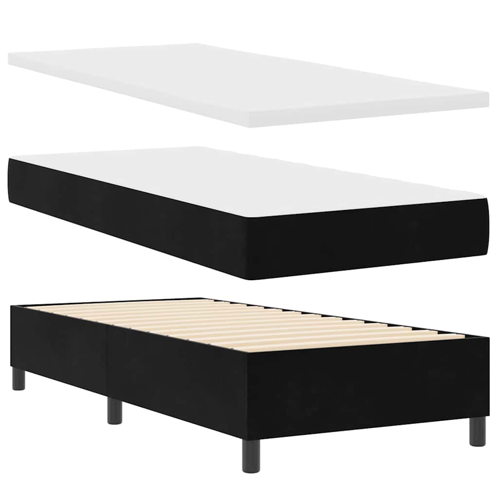 Box Spring Bed with Mattress Black 90 x 190 cm Velvet