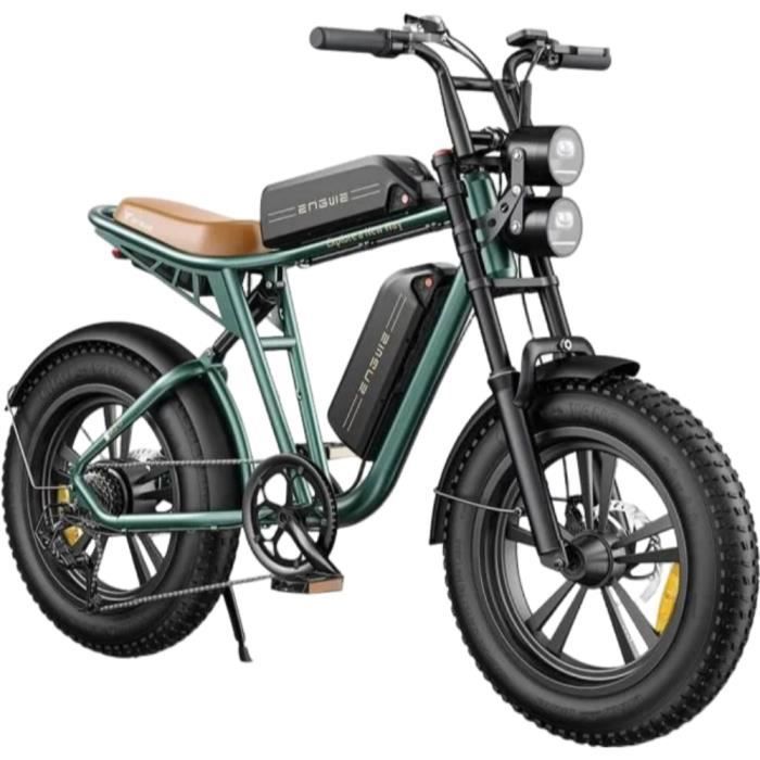 ENGWE M20 - Vélo Électrique 20" - Autonomie 120km - Batterie 48V26Ah - Tout suspendu - Shimano 7 vitesses - VTT fat bike, Vert