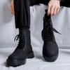 2025 осень и зима новые черные кожаные ботинки средней высоты мужские британские восьмидырочные ботинки Мартин на толстой подошве с высоким берцем 3308-R