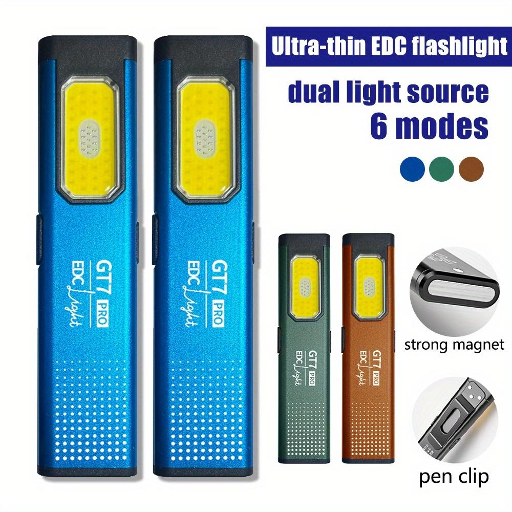 Ультратонкий фонарик, магнитный зажим-ручка высокой яркости, двойной источник света, 5 режимов, материал из алюминиевого сплава, подходит для улицы, для чрезвычайных ситуаций