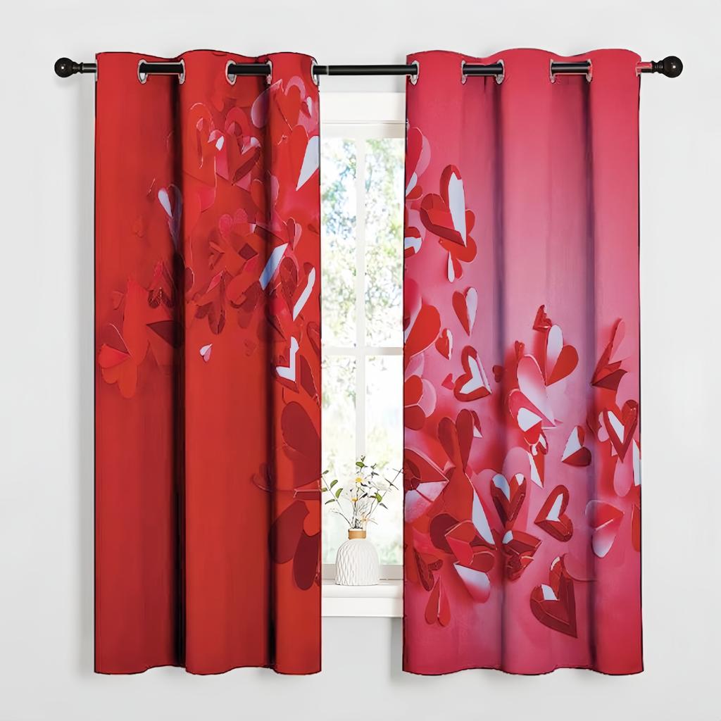 2 Panels Flower Butterfly Printed Curtain Decorative Window Drape Window Treatments For Bedroom Living Room Home Decoration