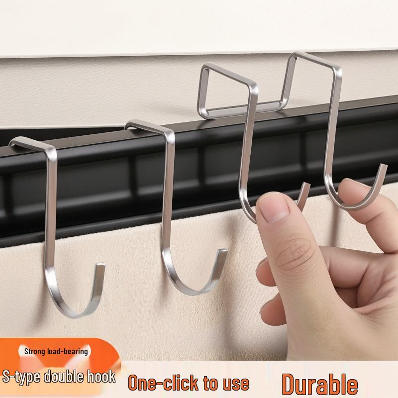 Premium Heavy-Duty Stainless Steel S-Shaped Hook for Behind-Door Storage – No-Drill, Multi-Functional Cabinet Hanger