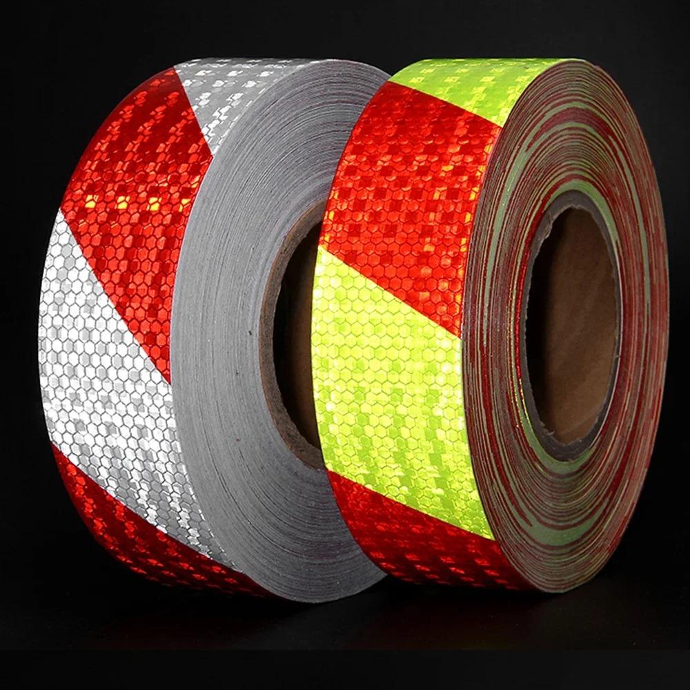 1 Roll Shining Reflective Safety Warning Tape - Self Adhesive Twill Printing, High Visibility for Car, Auto Safety Accessory