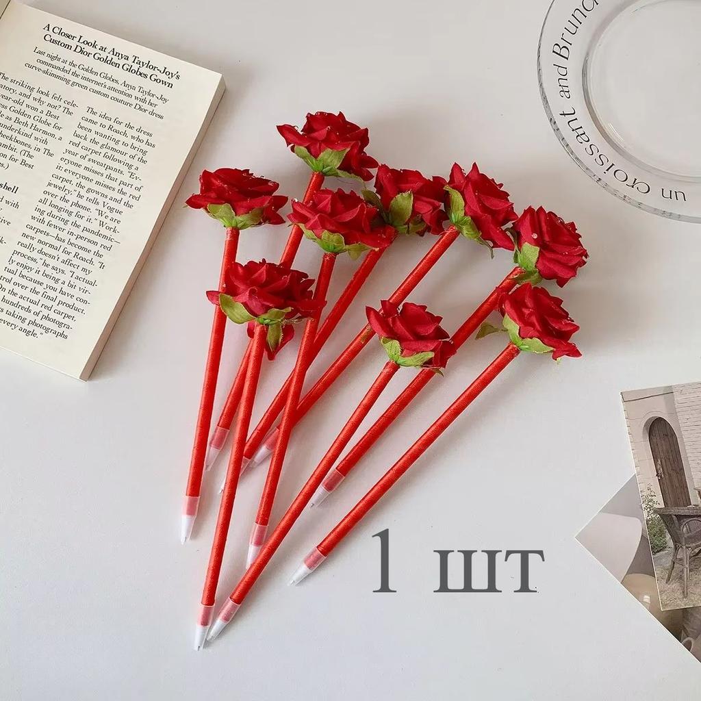 1 шт. Милая имитация цветочной гелевой ручки, креативный дизайн, перо, цветок, шариковая ручка для детей, милая канцелярская ручка, школьные принадлежности