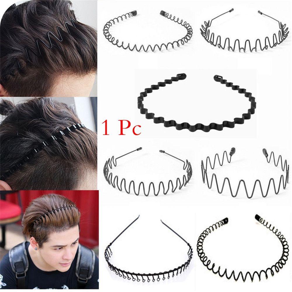Fashion Alice Style Unisex Casual Headwear Wavy Headband Black Head Hoop Sports Metal Hairband