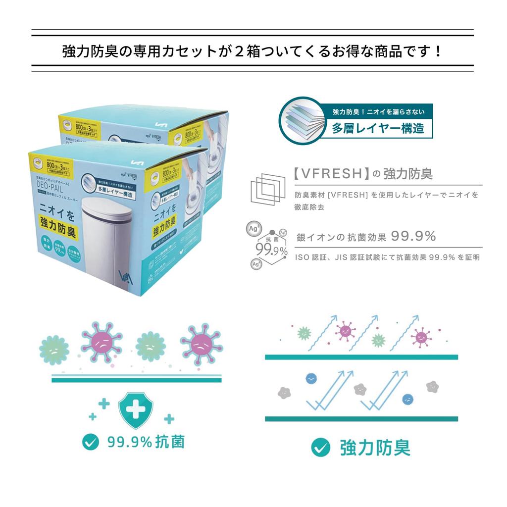 Утилизация подгузников, мусор для подгузников с 1 кассетой для сильного дезодорирования, набор из светло-серой банки, горшок, DEO/PAIL, 21 л, кассета,