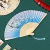 Decoration Elegent Bamboo Folding Fan Chinese Style Painting Handheld Fan Dance Performance Props