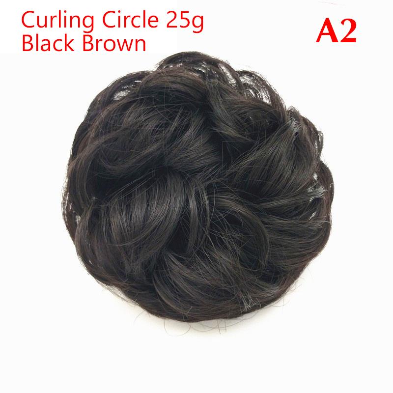 Synthetic Messy Hair Piece Daily Use Chignon Scrunchies Fake Elastic Hairpiece Brown Donut Bun For Women