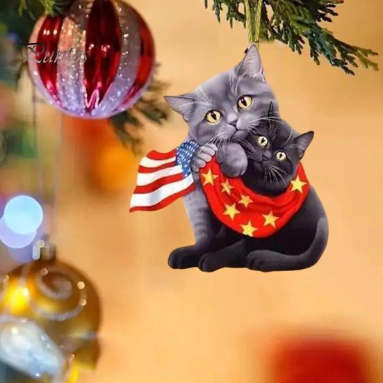 Милый кулон в виде кота, акриловое зеркало заднего вида, подвеска на рождественскую елку, украшение в виде мультяшного котенка, подарок для любителя кошек