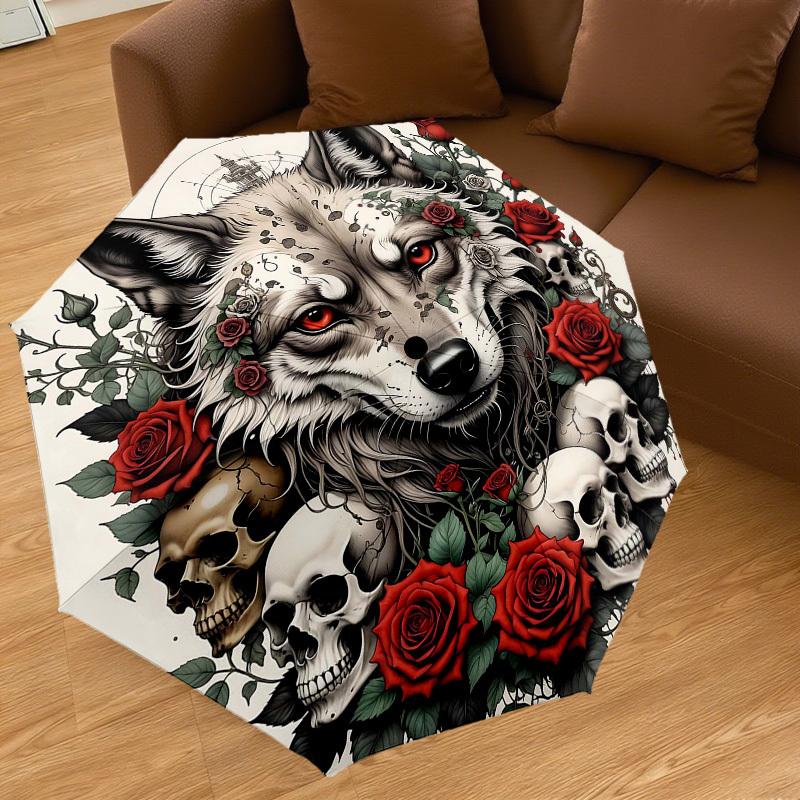 1PC Wolf Skulls Umbrella-8-Rib Reinforced Portable Folding Travel Suitable for All Seasons Outdoor Daily Use Is an Ideal Choice -F321