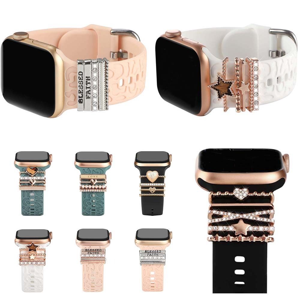 Металлический браслет-пояс Шармы Ремешок для часов Декоративное кольцо Для Apple Алмазное украшение Для iwatch Браслет Силиконовый ремешок Ювелирный аксессуар