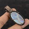 Подвеска Rainbow Moonstone, подвеска из медной проволоки с драгоценным камнем, подвеска ручной работы из лунного камня, медные украшения, подарок на помолвку, уникальные украшения из проволоки