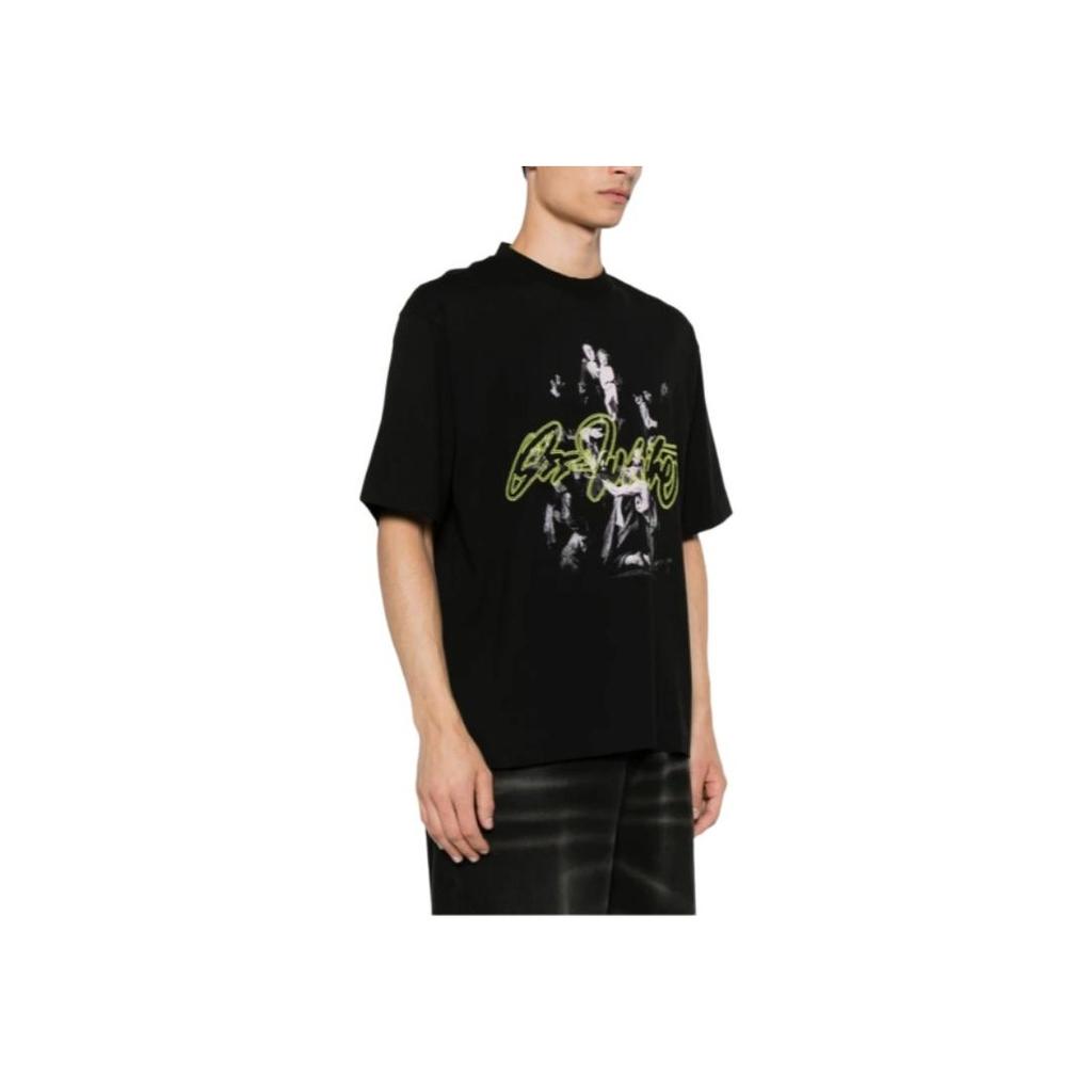 Off-White Футболка Script Mary Skate, черные мужские топы OMAA120F24JER0081084