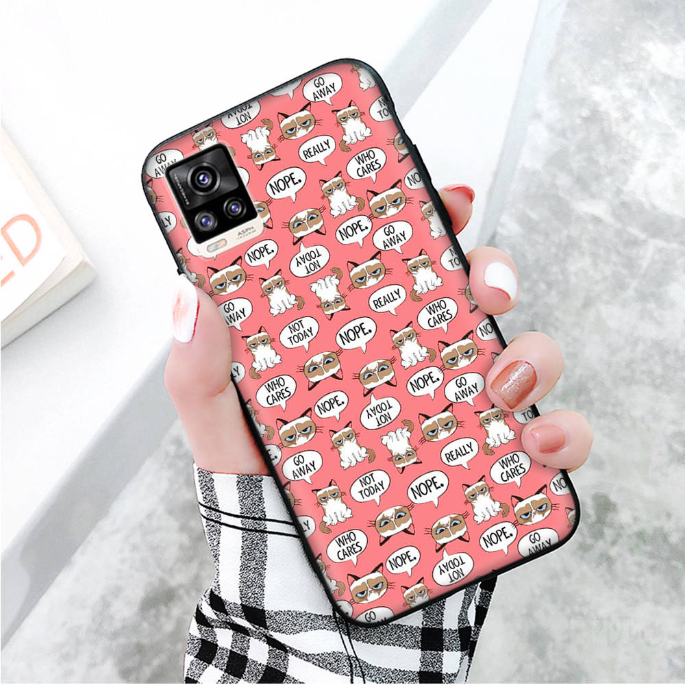 Black Case for Xiaomi Redmi 13C Note 9 iPhone XR 7 8 14 15 11 12 13 X XS Pro Max Samsung A25 S23 S24 FE Ultra Plus Grumpy Cat