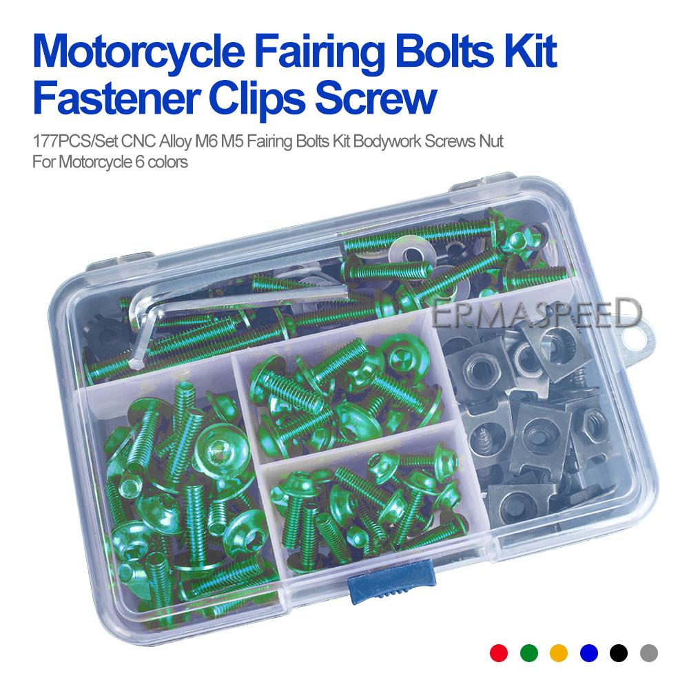 Для Z1000 Z250 Z400 Z650 Z800 Z900 Ninja 177 шт. комплект болтов для обтекателя мотоцикла M5 M6, винты для ветрового стекла, крепеж, болты для обтекателя