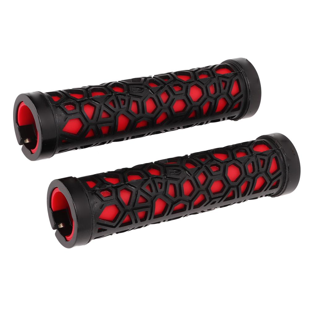 Bike Handle Grip Red Anti Slip Raised Texture Stable High Strength Double Locking Mountain Bike Handle Bar Grips