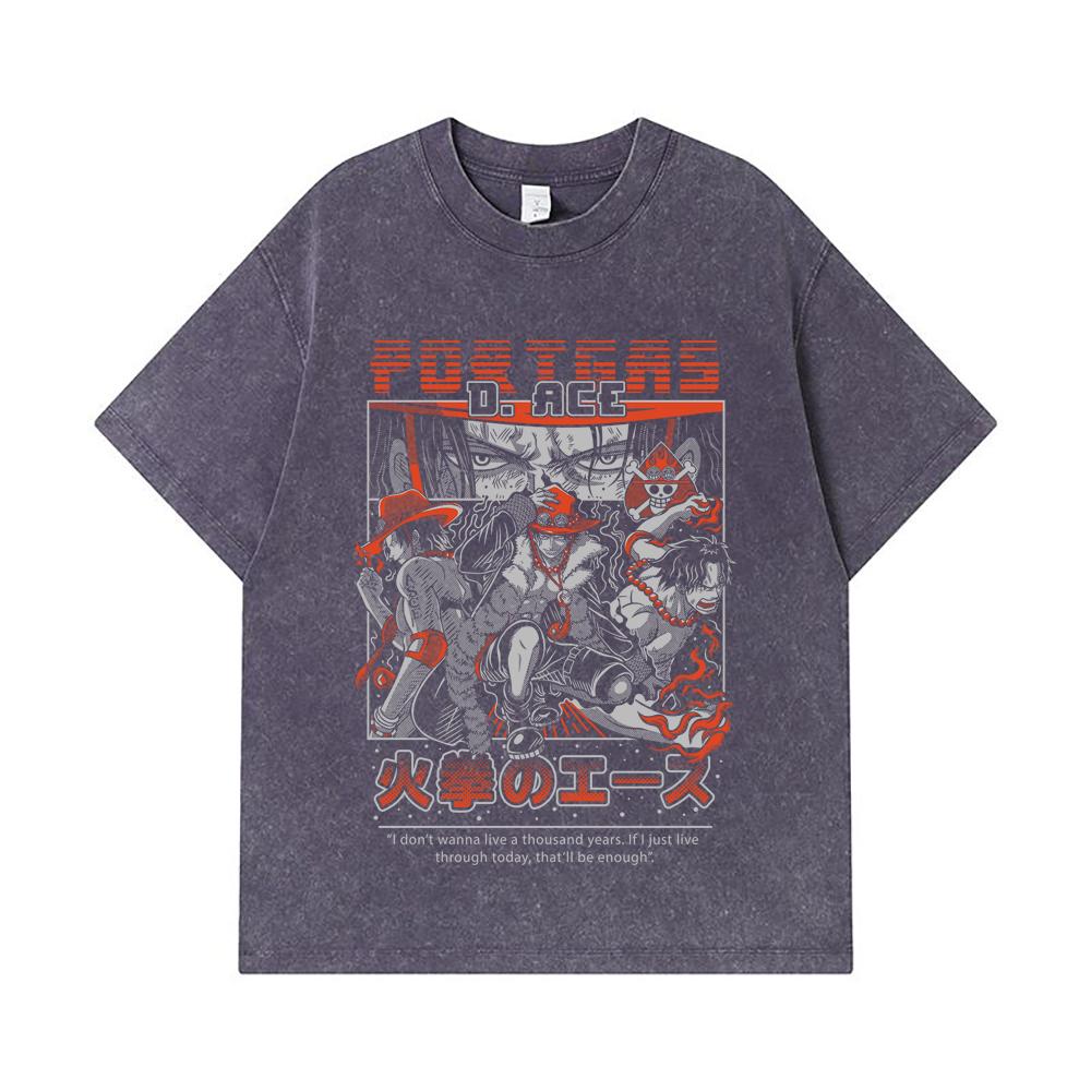 275 GSM Washed T-shirts 100% Cotton One Piece V17 Ace Print Unisex Heavy Cotton T Shirt