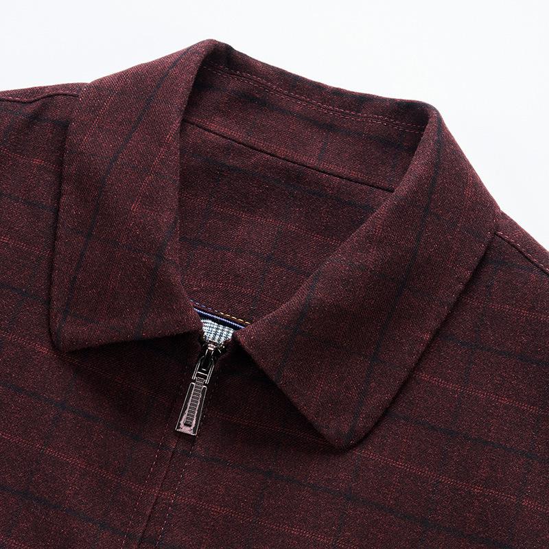 Весенние и осенние высококачественные куртки для мужчин, среднего и пожилого возраста, деловые шерстяные куртки для мужчин, повседневные свободные топы с клетчатыми лацканами