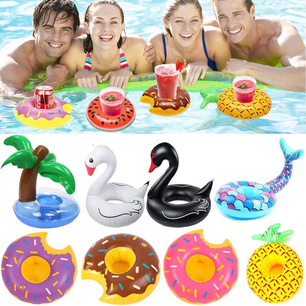 Air Mattresses for Cup Inflatable Flamingo Drinks Cup Holder Pool Floats Bar Coasters Floatation Devices Cute Toy Drink Holder