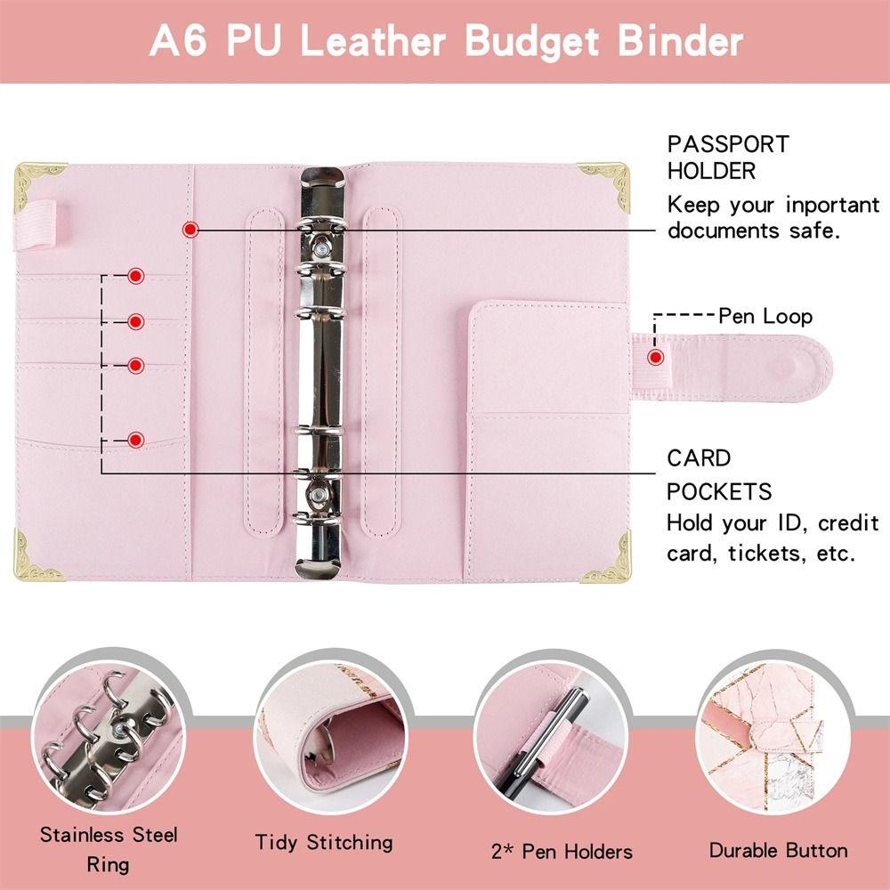 Organizer Zipper Pockets Cash Envelopes A6 Notebook Budget Binder Planner Binder Binder Notebook