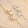 GEMCHIC Women's Stainless Steel Gold Tone Shell Butterfly Beaded Bracelet Fashion Titanium Steel Luxury Jewelry