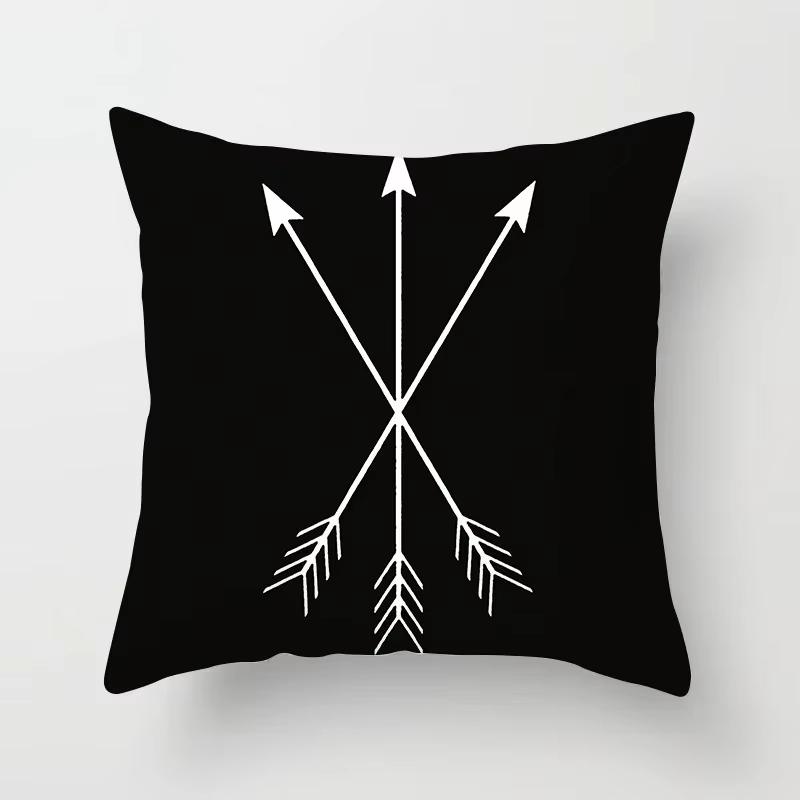 Double Sided Black White Geometric Pillowcase Polyester Striped Cushion Cover for Sofa Living Room and Modern Home Decor