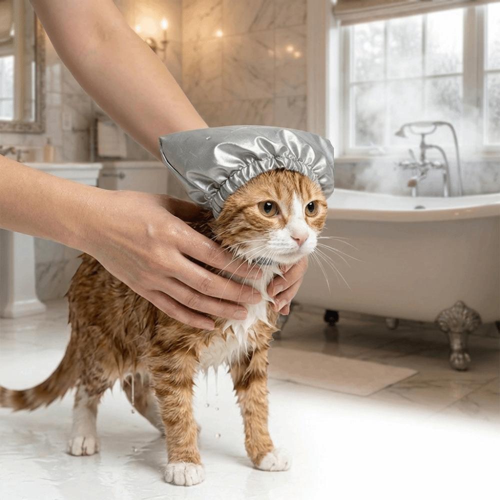 Comfortable Cat Bath Shower Cap Waterproof Dog Bathing Hat Soft Pet Bathing Ear Cover Pet Grooming
