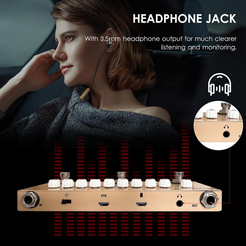 Btuty Portable Multi-function Electric Guitar Combined Effect Pedal with Wireless Music Playback, Phone Recording, and Audio Interface Functions