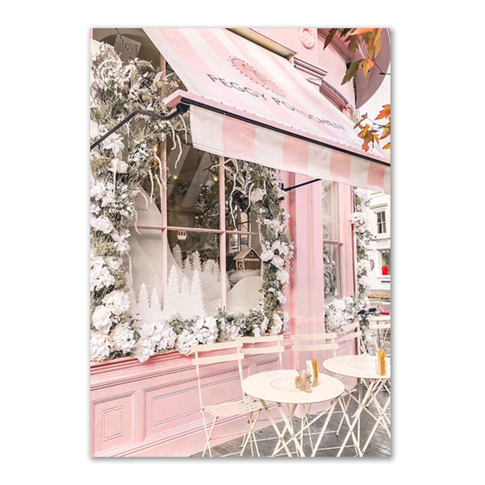 Pink Modern City Wall Art Poster Print Flower Balloon Fashion Paris Tower Canvas Painting Decoration Picture for Home Decor Art