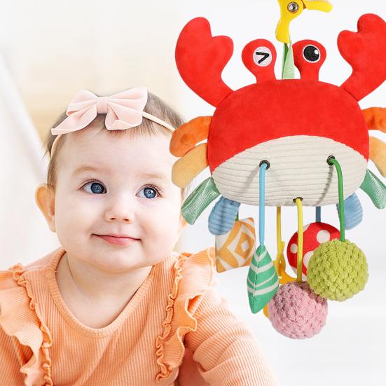 Игрушка для автокресла, игрушка-краб для малышей, тянущаяся игрушка, мягкая тканевая развивающая игрушка