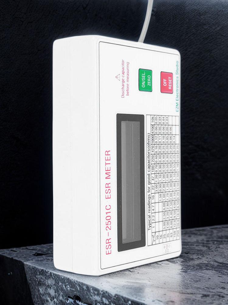 ESR Capacitor Tester Test In Circuit Capacitance Meter W/ Test Leads Clip Battery LCD Display ESR Meter Smart Shutdown Function