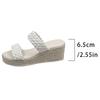 White PU Leather Woven Wedge Sandals Women Summer Lightweight Thick Sole Slippers Woman Fashion Espadrilles Platform Sandalias