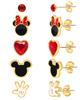 Серьги-гвоздики Disney Mickey and Minnie Mouse Fashion Classic Mickey and Minnie Set из 5 пар - Красный/Золотой -