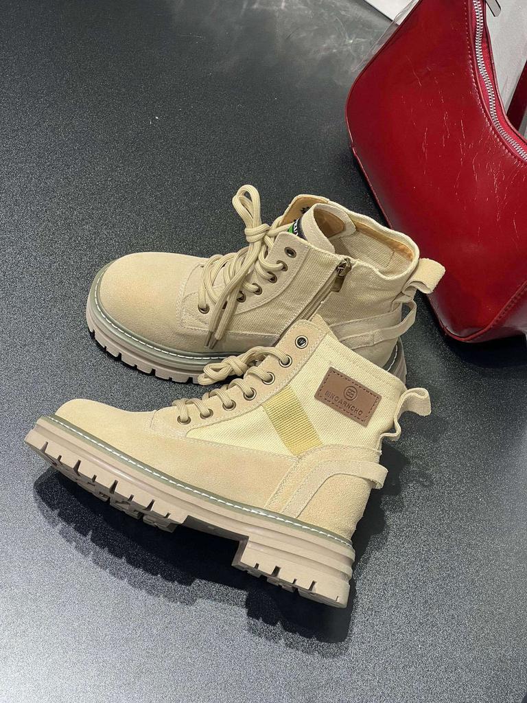 Женские ботинки Мартина 2025 новые ретро рабочие дезерты ревень весна и лето одинарные ботинки на толстой подошве уличные взрывные короткие ботинки