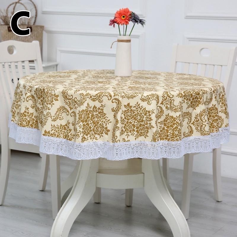 1PC Picnic Blanket Lace Table Nappe Party Decor Table Cover Oil-proof Tablecloth Round PVC Printing Mantel Mesa Waterproof