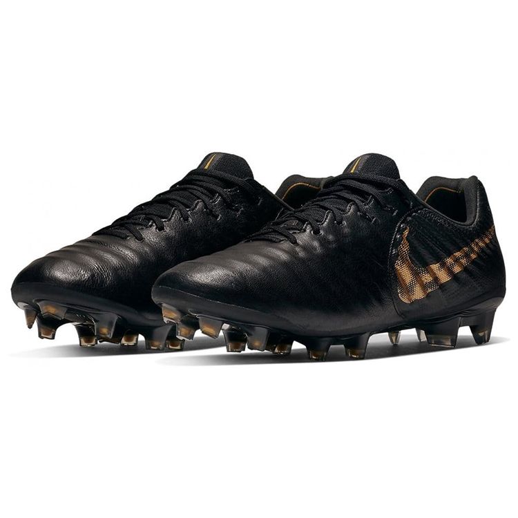 Nike Мужские кроссовки Tiempo Legend 7 Elite FG Черно-золотые Металлик-Ярко-золотой AH7238-077