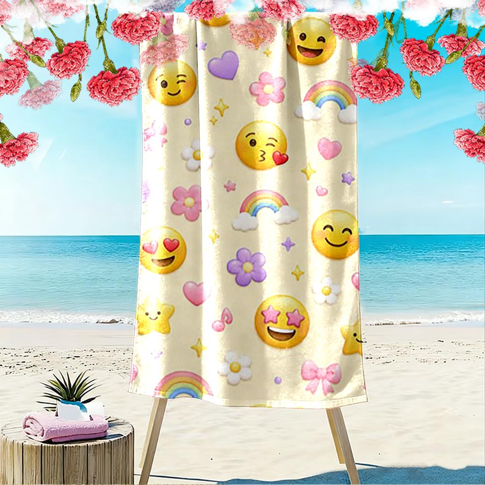 Emoji and Rainbow Pattern Design Beach towel quick-drying for travel outdoor sports jogging beach and swimming