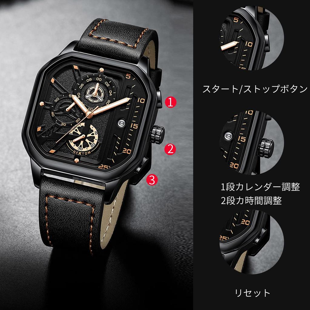 Часы RORIOS деловые водонепроницаемые квадратные аналоговые секундомер календарь дата дисплей светящийся японский механизм кварцевые часы популярные модные черный корпус розовый