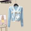 Женское темпераментное пальто с французской талией, шаль, тонкий и омолаживающий свитер с бантом и платьем