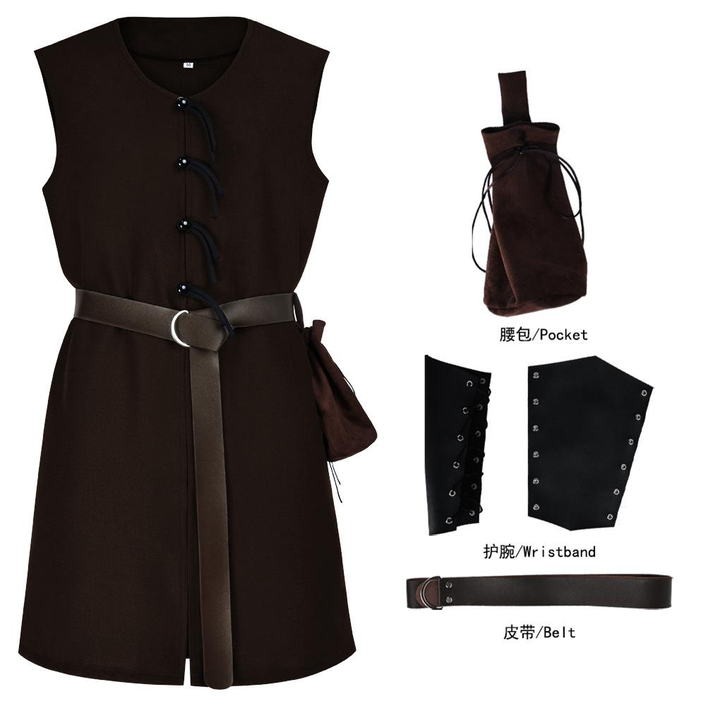 Halloween Vintage Vest New Renaissance Pirate Vest Knight Cosplay Suit