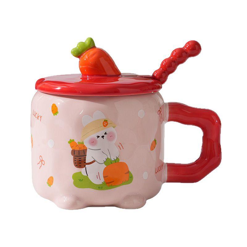 Высококачественный кролик с крышкой для дома, милая офисная чашка для завтрака, подарочная коробка, керамическая чашка