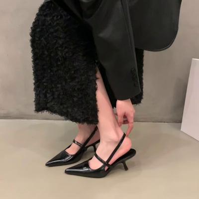 Корейская версия темпераментных сандалий для женщин 2024 года, лето, новая мода, элегантные, с острым носком, удобные, трендовые, универсальные, повседневные, на высоком каблуке