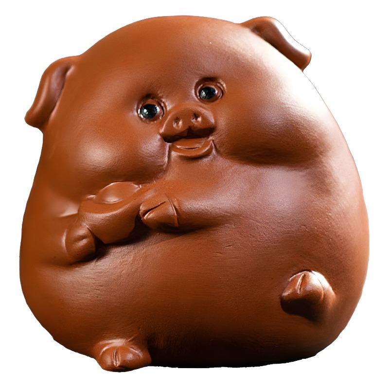 Cute Lucky Pig Zisha Tea Pet Ornament Nourishing Fortune Tea Play Tea Tray Table Tea Accessory