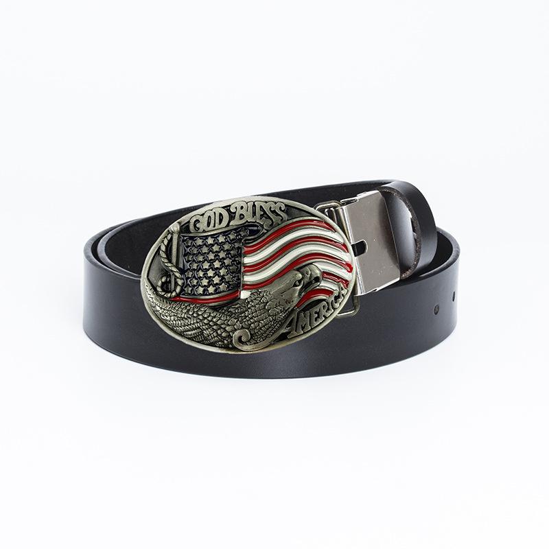 Ремень с пряжкой в виде орла с бронзовой точечной краской, модный ремень с американским флагом